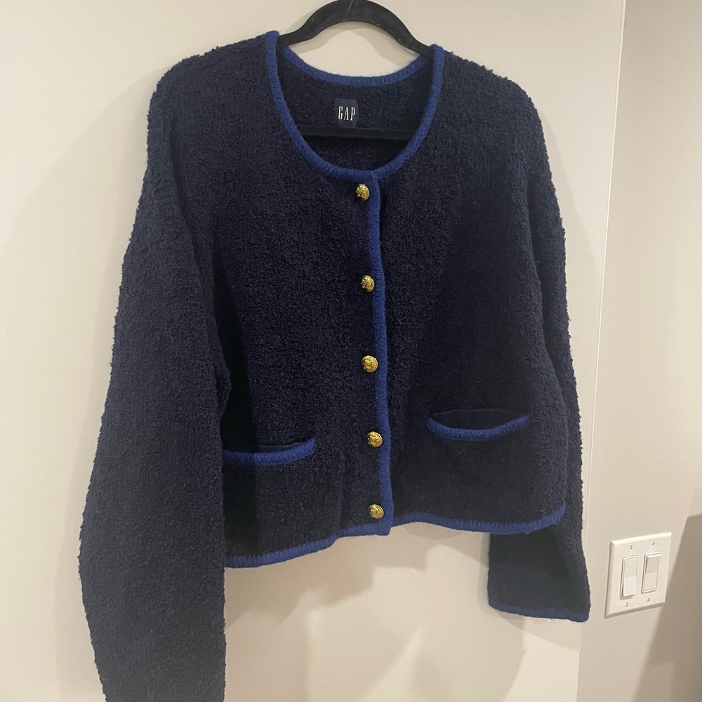 GAP Blue Cardigan with Brass Buttons - L